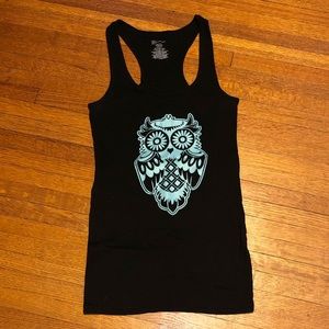 ❤️ NOBO - Black & Blue Owl Tank Top - L